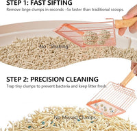 Litter Scooper, Metal Litter Scoop, Pooper Scooper with Wooden Handle, Cat Litter Scoop, Metal Scooper & Speed Sifter Deep Shovel Scoop Filter,Kitten Pooper Lifter for Litter Box