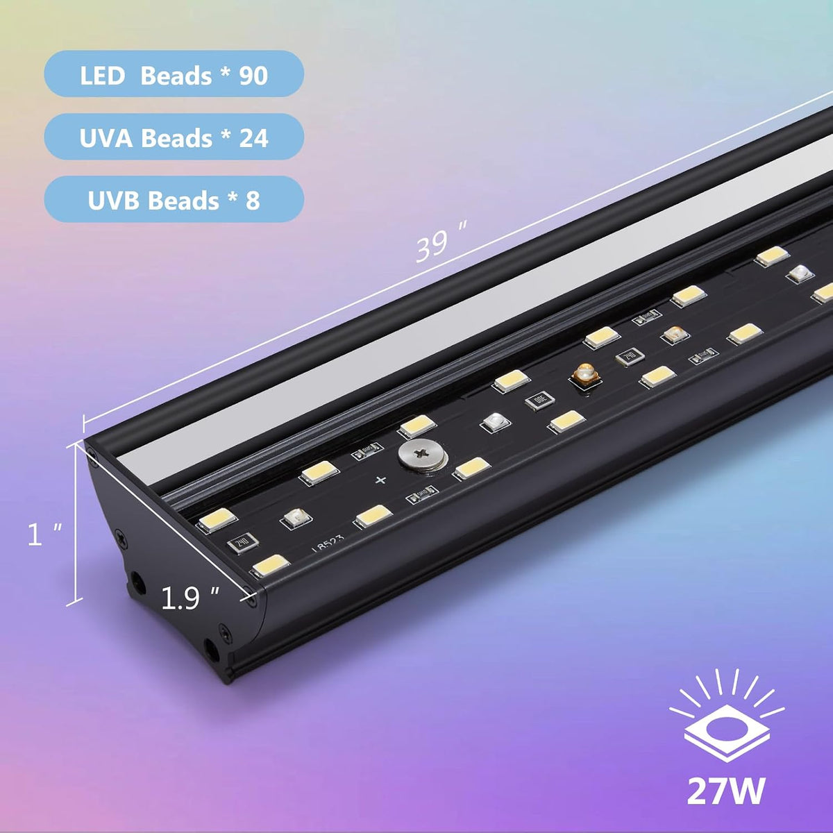16-Inch LED UVB Reptile Light with Auto On/Off & Preset Day-Night - 39 INCH - image 3