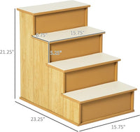 PawHut Pet Stairs, Small Pet Steps with Cushioned Removable Covering for Dogs and Cats Up to 22 Lbs., Natural
