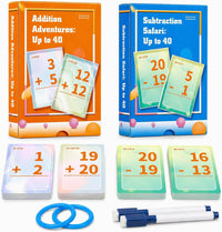 Alened addition and subtraction flash cards with rings and dry-erase markers - view 3