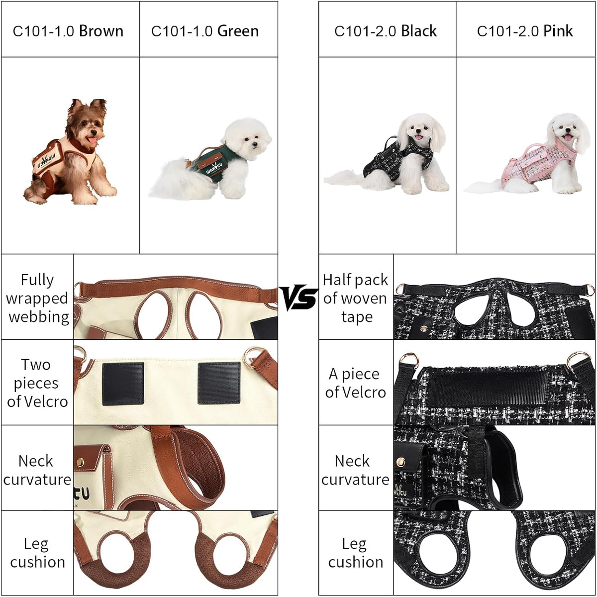 Wakytu Dog Lift Harness Dog Carrier Sling for Small Dogs & Cats - Small(4-8 LBS) / 2.0 Pink - image 3