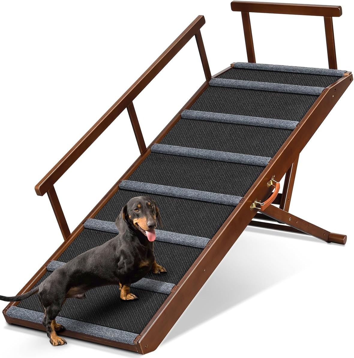 Dog Ramp for Bed, Extra Wide 17’’ - Walnut / Extra Large