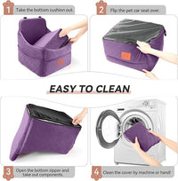Dog Car Seat for Small/Medium Dogs, Dog Booster Car Seats with Thick Cushion for Dogs Under 35lbs, Detachable Washable Pet Carseat with Storage Pockets, 2 Safety Belts(Purple)