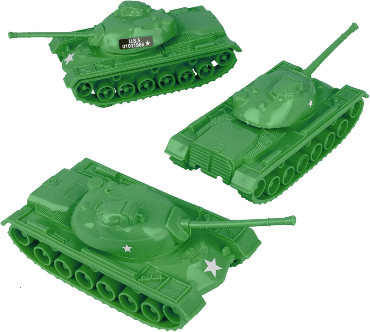 TimMee Toy Tanks for Plastic Army Men, OD Green WW2 3pc - Medium Green