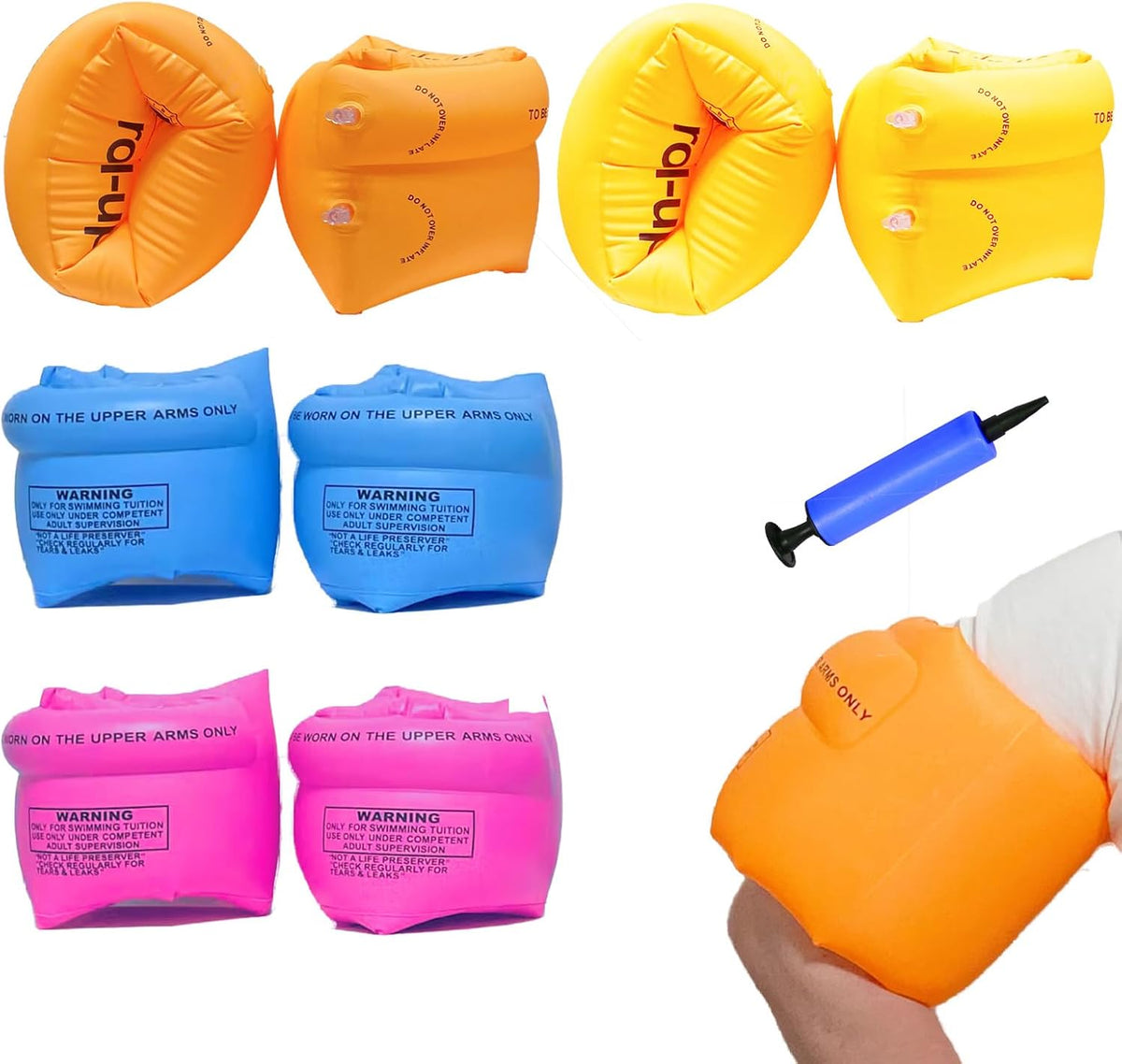 Ztikug inflatable arm floaties, 2 pack of PVC swim arm bands with inflater - view 2