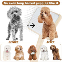 Slicker Brush for Dog, Doodles and Poodle Brush, for Tangles, Fluff Coat, Curly Hair Pets, Remove Loose Fur, Matts, Undercoat, Double Coat, 24mm Pins, 3.5''*2.4'' Head, Medium Size, Wood