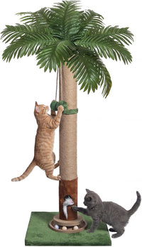 Cat Scratching Post 35'' Tall with Toy Mouse for Indoor Cats - Green-35 Inches
