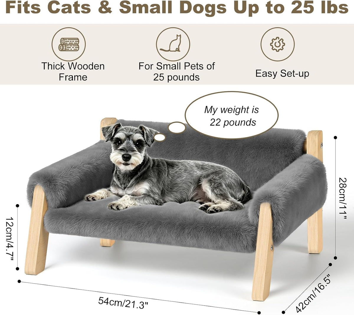 Elevated Cat Couch Bed for Indoor Cats - Light Gray - image 2