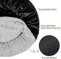 JOEJOY Small Dog Bed Cat Bed with Hooded Blanket - M(26" x 26" x 8") / Black - image 4