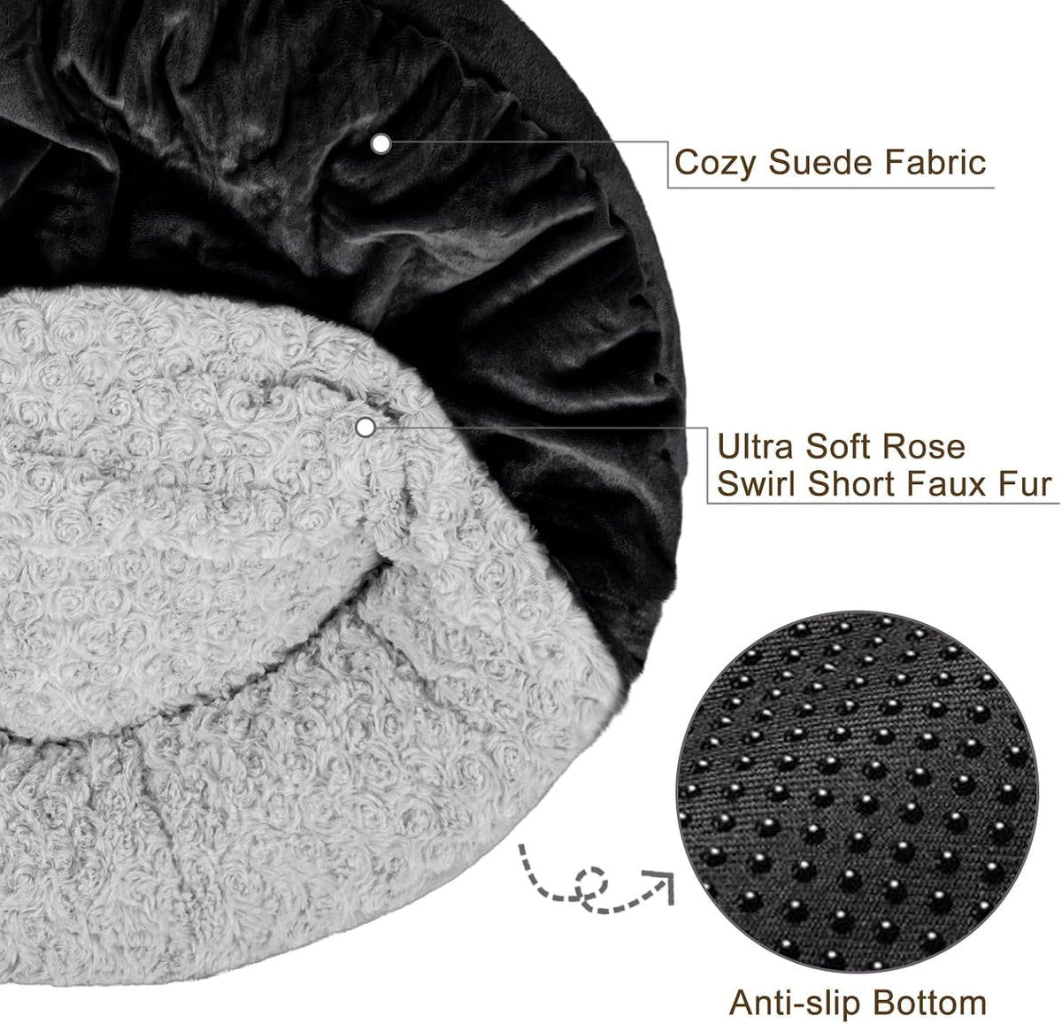 JOEJOY Small Dog Bed Cat Bed with Hooded Blanket - M(26" x 26" x 8") / Black - image 4