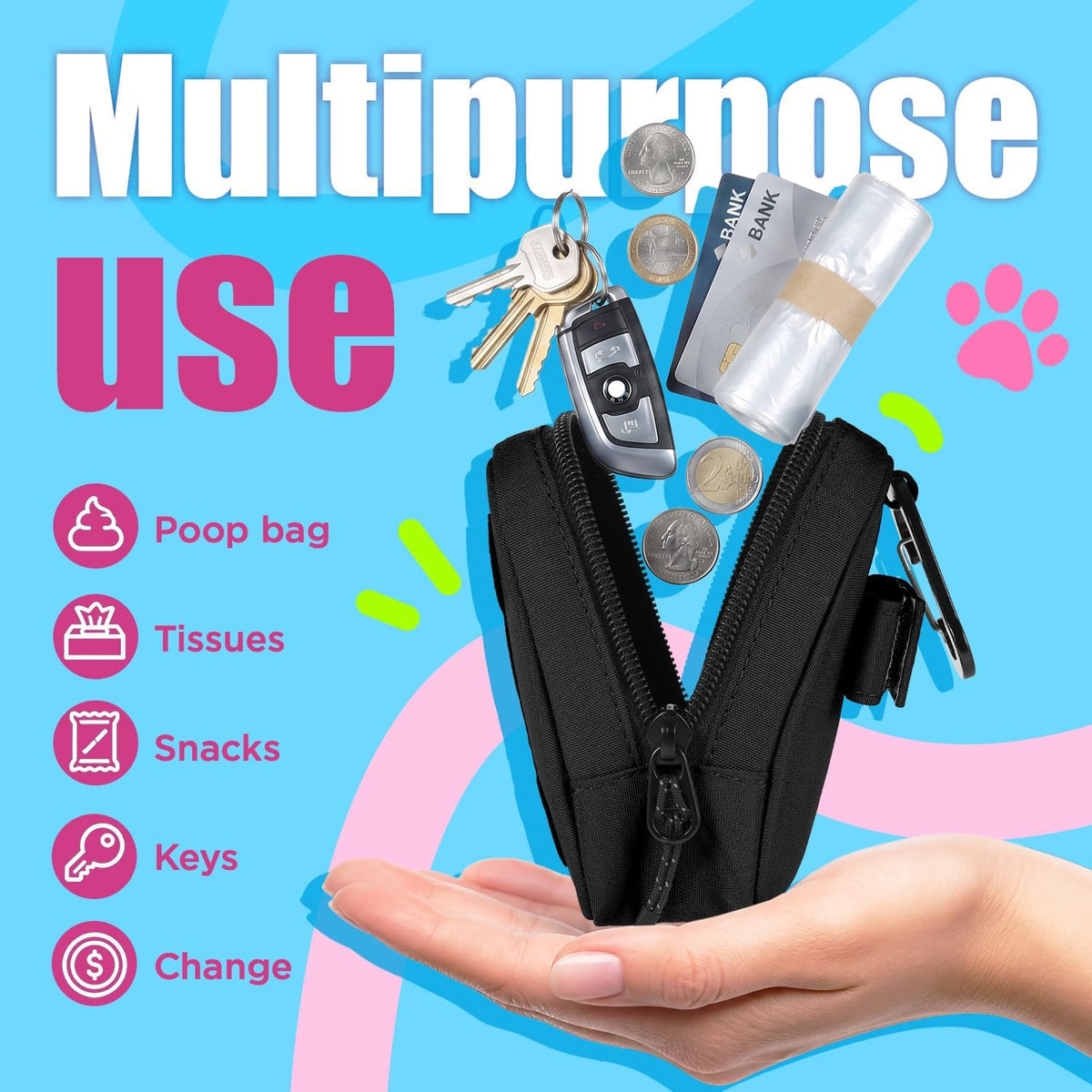 Dog Poop Bag Holder for Various Leashes - Black - image 4