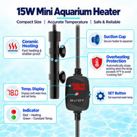 Thumb-Sized 15W Super Mini Aquarium Heater with Digital Display - For Aquariums ≤ 3 Gal - image 2