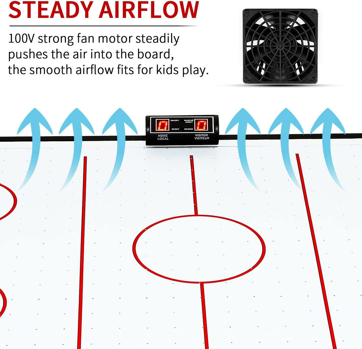 GOOSO 38 inch tabletop air hockey table for kids in green and black with LED scoring - view 4