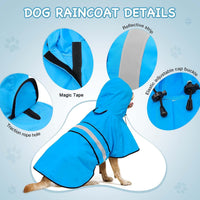Waterproof Dog Raincoat - Reflective Dog Rain Jacket with Hood Lightweight Pet Rain Coat for Dogs - Blue / X-Large - image 2