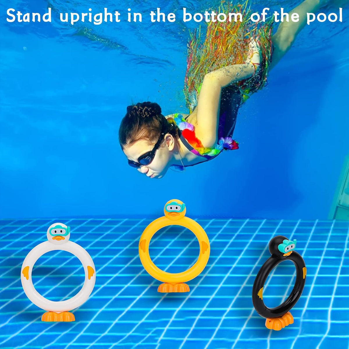 Summer Pool Toys Underwater Diving Games Dive Sticks Duck 3-Pack – Fun for Kids & Family - Duck Rings - image 2