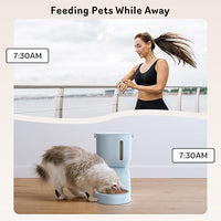 Automatic Cat Feeder and Water Dispenser FW1, Wire or Battery Cat Food Dispenser Timer Pet Feeder - Locking Lid, Desiccant Bag, Programmable Portion Control, 4 Daily Meals, 10s Voice Recorder-Blue