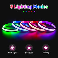 Flashseen LED Dog Collar, USB Rechargeable Light Up Dog Collar Lights, Adjustable Comfortable Soft Mesh Safety Pet Collar for Small, Medium, Large Dogs (Large, Candy Pink)