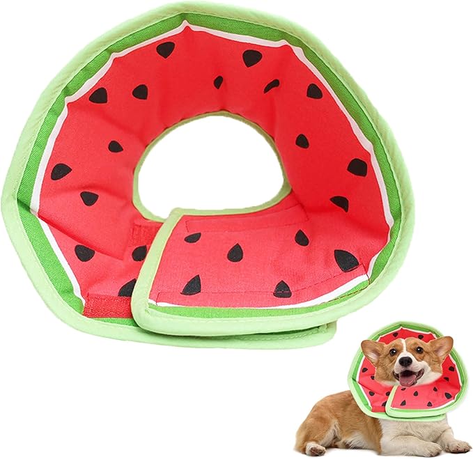Soft Dog Cone Collar for Dogs After Surgery, Adjustable Dog Recovery Cone Collar for Medium Small Puppy Dogs and Cats to Stop Licking (Watermelon M)