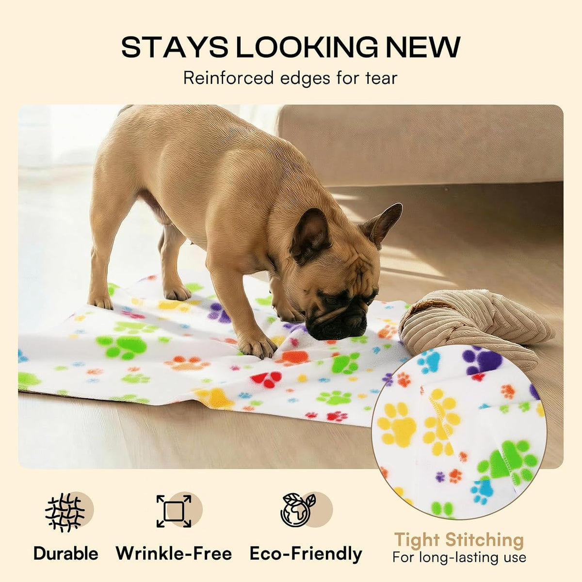 LINENLUX Fleece Dog Blankets 6-Pack - Mix / 31x24 inch (Pack of 6) - image 4