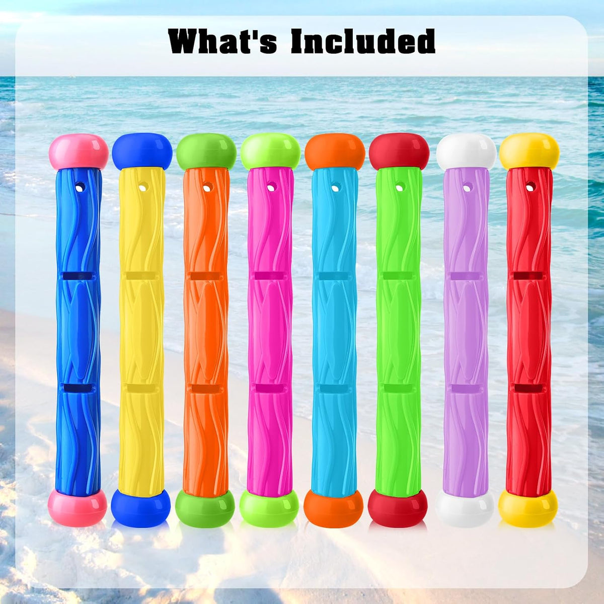 Leislam 16 piece pool diving toys with dive rings, dive sticks, dive gems and storage bag - view 5