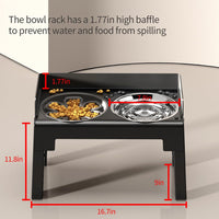 Elevated Dog Bowls for Medium and Large Dogs - 1 Slow Feeder Bowl + 1 Stainless Steel Bowl / Black - image 3