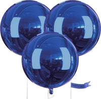 PartyWoo Metallic Silver Foil Balloons 20pcs Large Round Giant 4D - Blue-navy Blue / 3 PCS-50 INCH