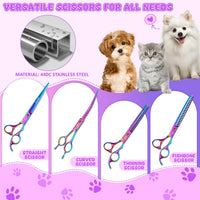 Professional Dog Grooming Scissors Set - 7 Inch (Pack of 5) / Rainbow - image 3