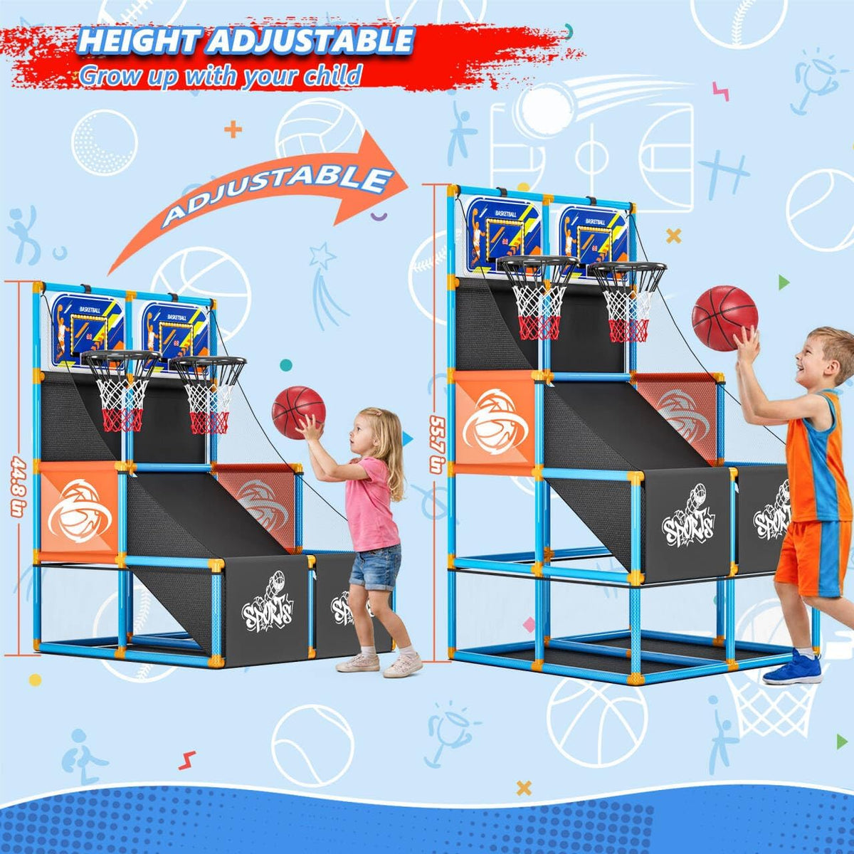 Arcade Basketball Game Set Boy Toys Indoor Outdoor Kids Basketball - Sky Blue - image 4