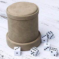 Leatherette Dice Cup with Lid Includes 6 Dices - Suede Brown - image 3