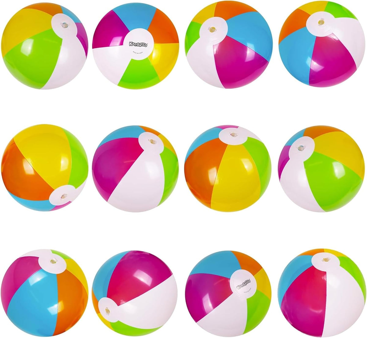 12-Pack 12“ Beach Balls - Bulk Classic Beachball Inflatable Swimming Pool Toys for Games Adults - Neon - image 2