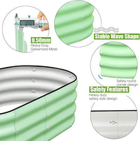 SnugNiture Galvanized Raised Garden Bed Outdoor, 2 Pcs 4x2x1ft Oval Metal Planter Box for Planting Plants Vegetables, Green