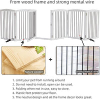 ZJSF Foldable Indoor Dog Door with Walk Through Door, Freestanding Pet Door for The House,Doorways, Stairs, Pet Puppy Safety Fence with Support Feet, White 6 Panels 120" Wide 32''Height