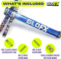 GloFX blue Liquid X kaleidoscope tube with blue and white glitter Vision Wands - view 9