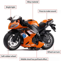 Toy Motorcycle, Pull Back Toy Car with Sound and Light Toy - Orange - image 2