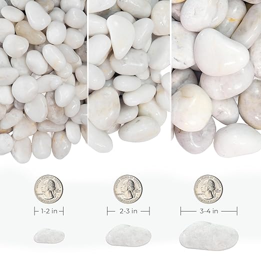 40lbs White River Rocks for Landscaping, 3-4 Inch Large Natural Unpolished Bulk Pebbles, Hand-Picked Premium Stones for Garden Design Fish Tank, Pathways and Backyard