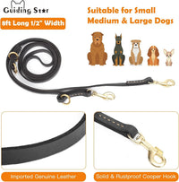 Multi Function 8ft Leather Dog Leash - Black / 8ft*5/8inch - image 2