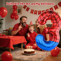 40 Inch Vibrant Spider-Themed Number Foil Balloons - Red+blue / 3 - image 2