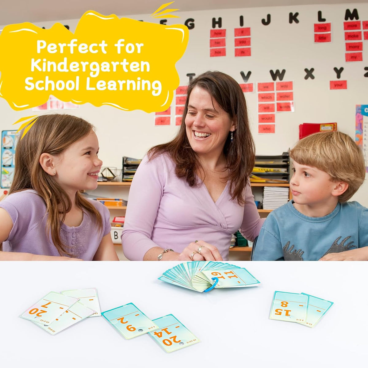 Alened addition and subtraction flash cards with rings and dry-erase markers - view 10