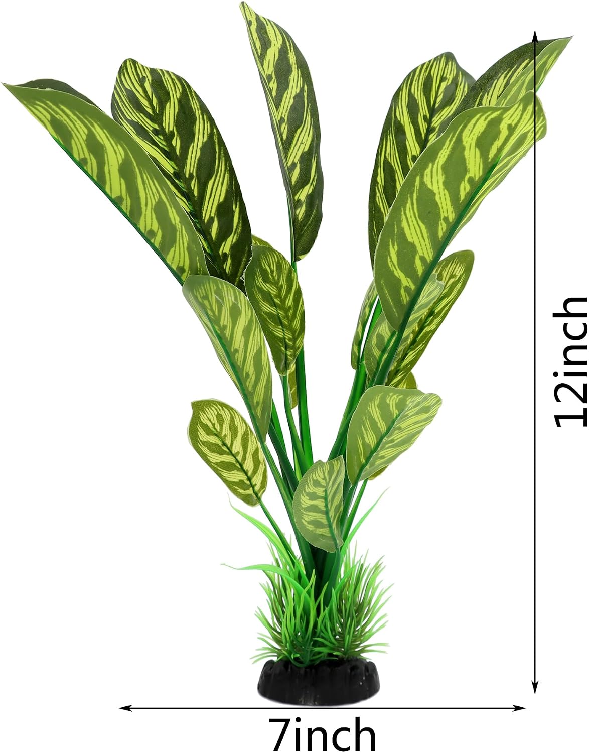 Silk Aquarium Plants, 12 Inch Artificial Silk Plants Decorations – Essentials for Fish - Green With Stripes / 2 Pack - image 2
