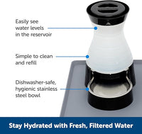 PetSafe Healthy Pet Water Station - Small, 64 oz Capacity - Gravity Pet Water Fountain, Automatic Cat Water Fountain, Dog Water Fountain, Water Dispenser - Removable Stainless Steel Bowl Included