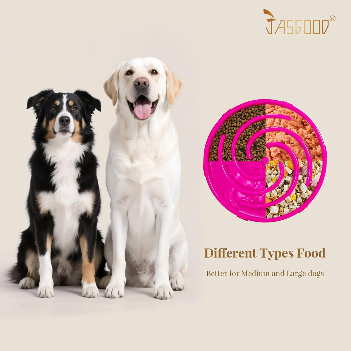 JASGOOD Slow Feeder Dogs Bowl for Large Medium Dogs - Large / Hot pink - image 4