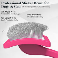 2PCS Slicker Brush for Dogs & Pet Comb - Pink / Large - image 3