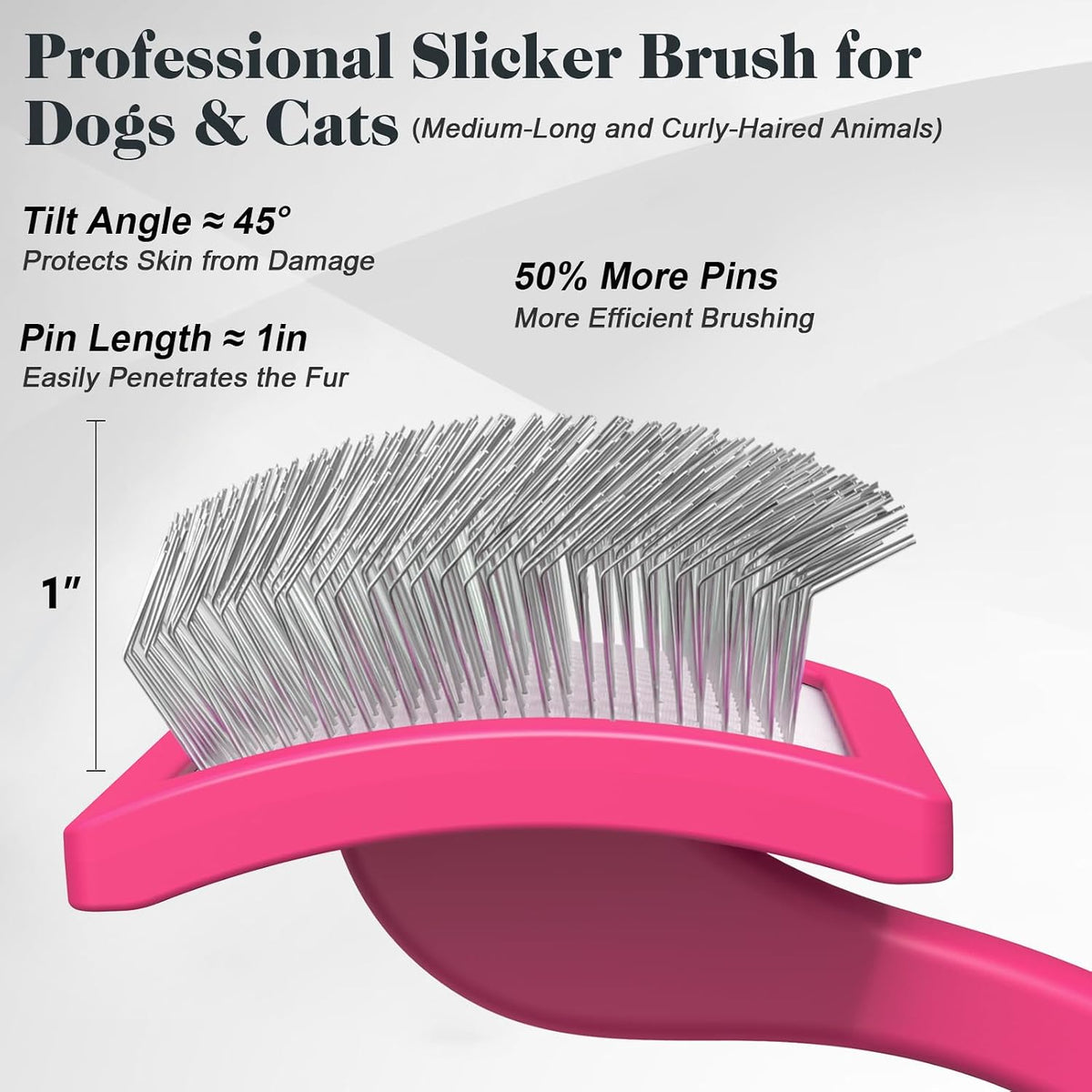 2PCS Slicker Brush for Dogs & Pet Comb - Pink / Large - image 3