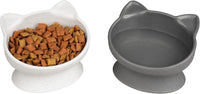 Kitty City Elevated Cat Bowls - White & Gray / Small