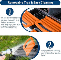 Chicken Nesting Boxes, 6 Hole Metal Chicken Laying Box with with Removable Trays and Roll Out Egg Collection for Chicken Coop, with Metal Bracket, Orange