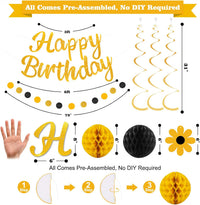 YEOCU Birthday Decorations - Black&Gold / Flower - image 4