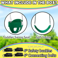 Perantlb toddler swing set with high back bucket seat and swing seat hanging from a tree - view 20