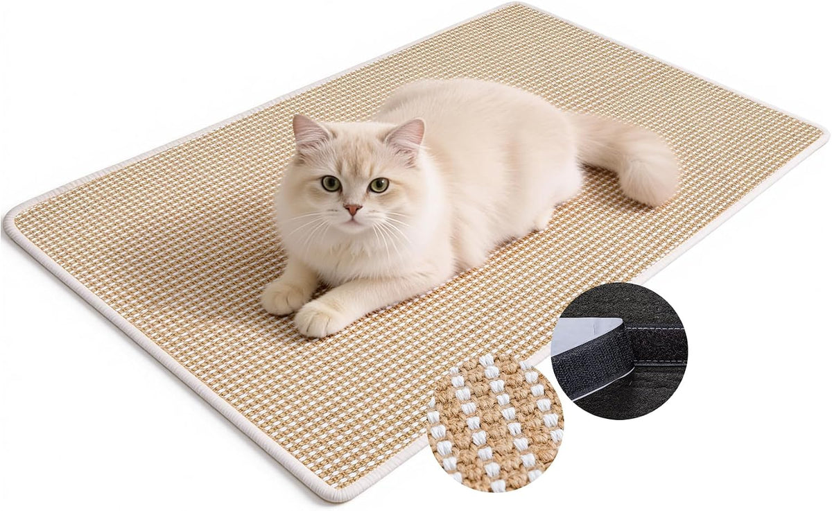 Cat Scratcher Mat, 23.6"x15.7" Natural Sisal Cat Scratch Pad – Essentials for Cats - Beige / 1 Pack-39.3"x23.6"