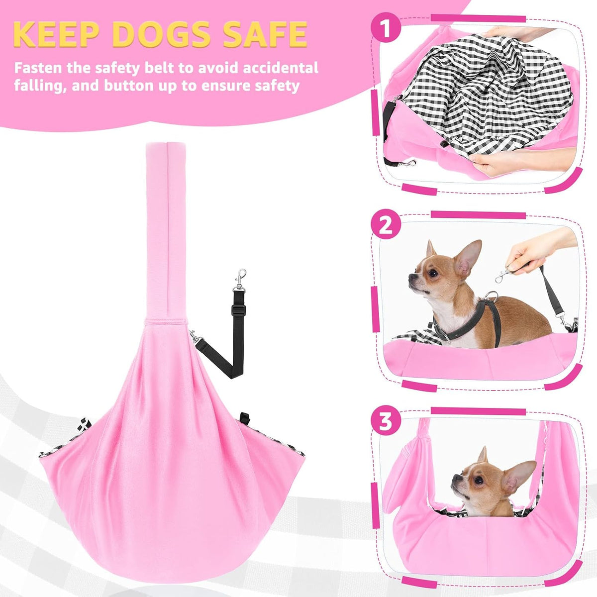 SlowTon Dog Carrier Sling - G-Pink Knitted Fabric / For Pets 6-12lbs - image 4