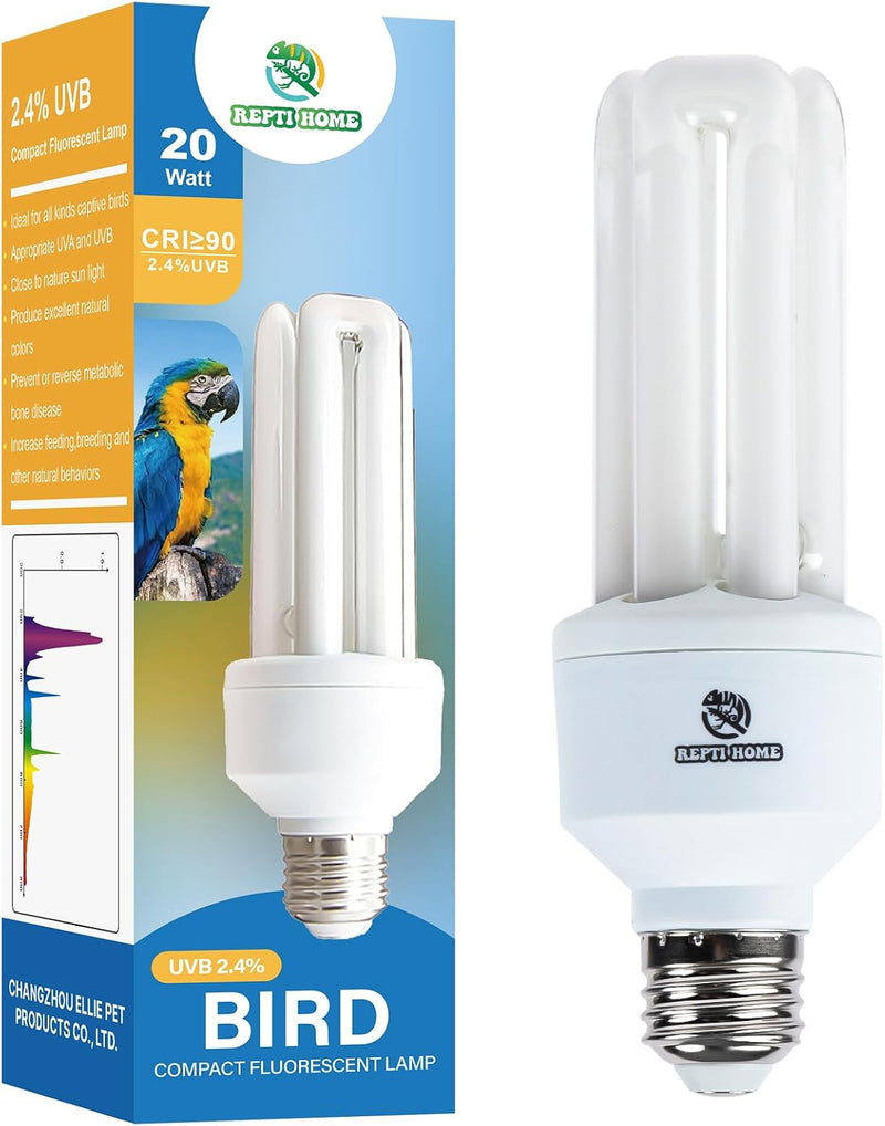 UVA UVB Light Bulb for Birds 2.4 UVB 20W Compact Flourescent Lamp